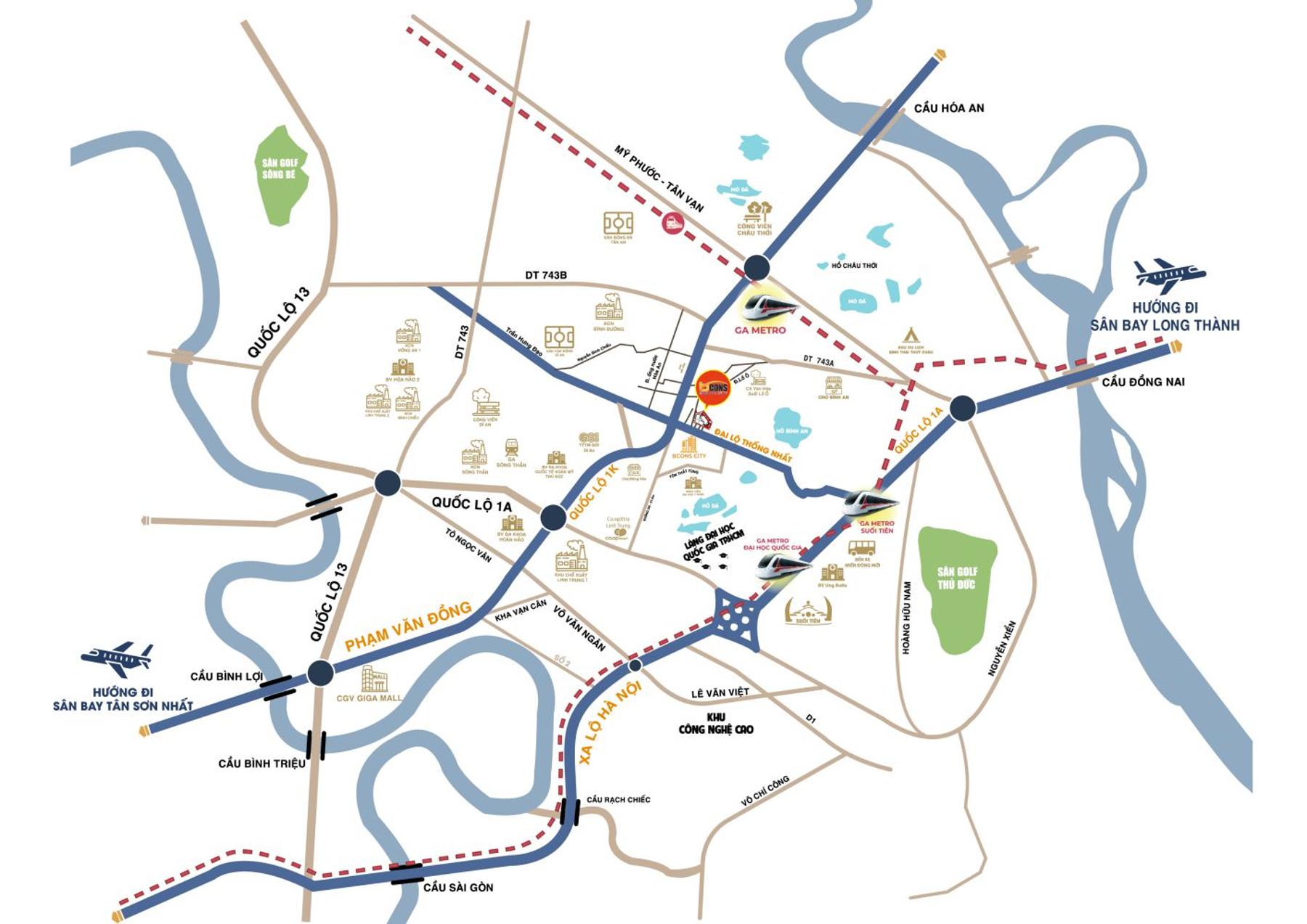 Vị trí dự án Bcons Central Park
